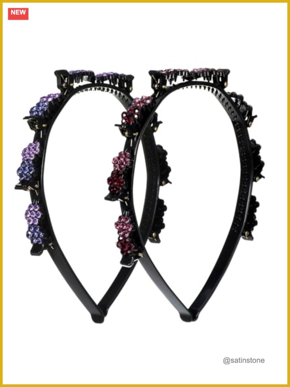Crystal Flower Headbands with Clips Bangs Hairstyle Hair Accessories